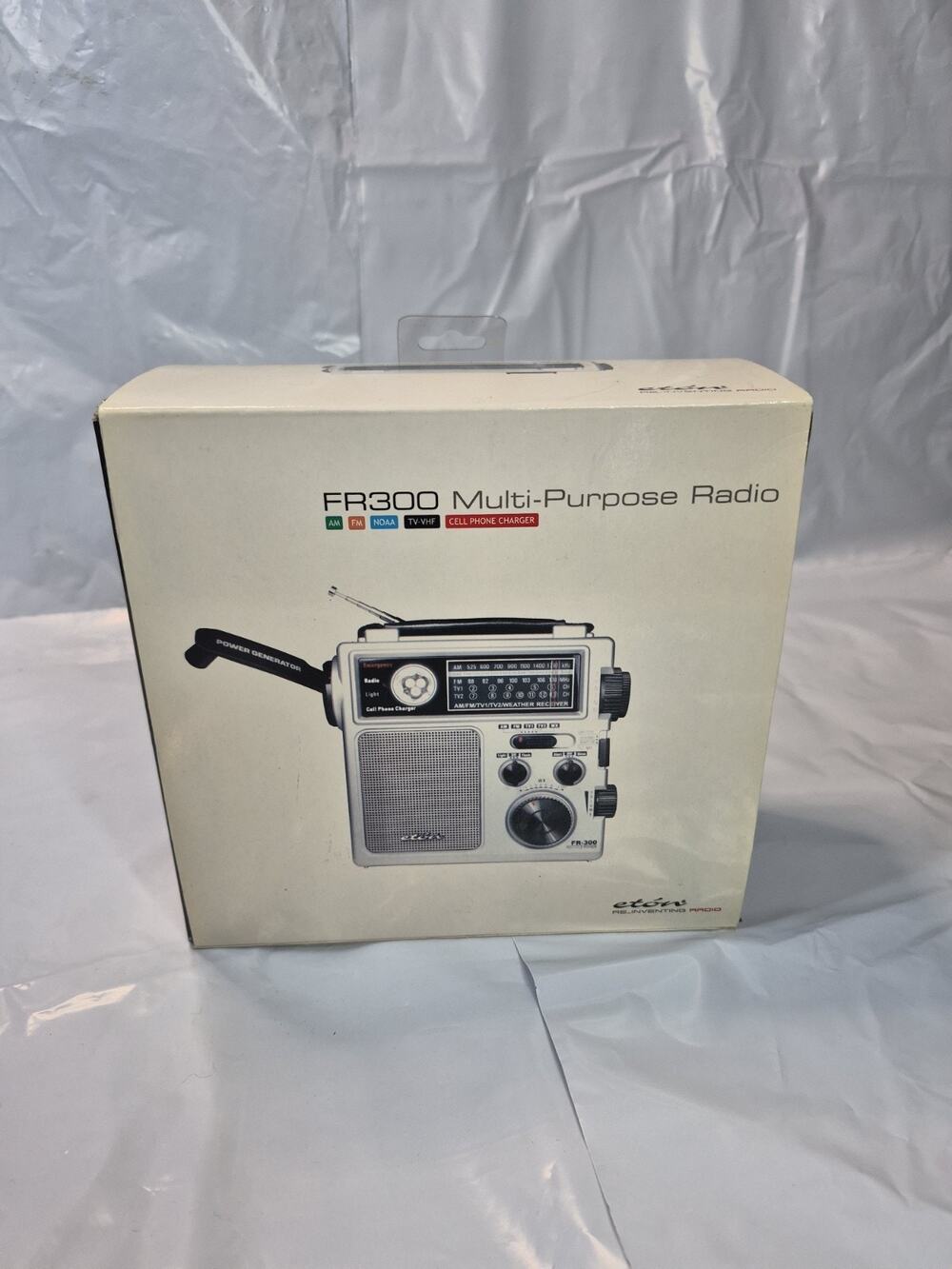 ETON FR-300 Hand-Crank Multi-Purpose AM/FM/TV-VHF Emergency Radio. New